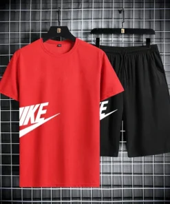 2025 nueva tendencia de moda conjunto de camiseta de manga corta de verano para hombres, conjunto de pantalones cortos deportivos informales para correr, conjunto de dos piezas, moda