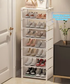 organizador de zapatos de 6/8 capas, marco de metal que ahorra espacio y zapatero de tela multicapa, estante t1 para entrada, pasillo, sala de estar, 1 unidad