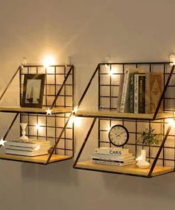 estantes montados en la pared sin perforación, estante colgante de madera para sala de estar, cesta de almacenamiento para dormitorio, decoración de pared, organizadores