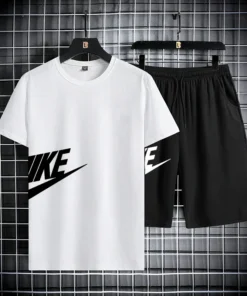 2025 nueva tendencia de moda conjunto de camiseta de manga corta de verano para hombres, conjunto de pantalones cortos deportivos informales para correr, conjunto de dos piezas, moda