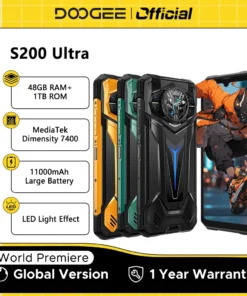 estreno mundial doogee s200 teléfono ultra resistente 48gb + 1tb dimensidad 7400 6,72 ”fhd + 120hz pantalla 11000mah batería 66w nfc smartphone