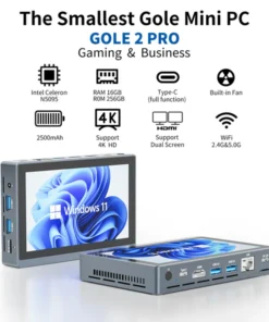 higole gole 2 pro intel n5095 mini pc window 11 wifi5 8/16gb 256gb 2500mah 4k ordenador de escritorio pantalla táctil 5,5 ''windows tablet