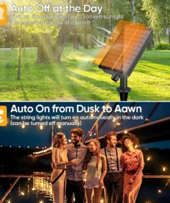 guirnalda de luces alimentada por energía solar st38 de 10m, 18m, 30m, bombilla de filamento led de 24v, guirnalda de adorno solar inastillable para decoración de jardín y fiestas en patio