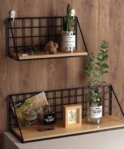 estantes montados en la pared sin perforación, estante colgante de madera para sala de estar, cesta de almacenamiento para dormitorio, decoración de pared, organizadores