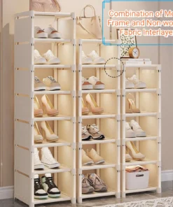 organizador de zapatos de 6/8 capas, marco de metal que ahorra espacio y zapatero de tela multicapa, estante t1 para entrada, pasillo, sala de estar, 1 unidad