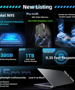 15,6 "intel n95 gtx1060 portátiles para juegos ordenador portátil pc 32gb ddr4 1tb ssd portátil gamer windows11 teclado retroiluminado