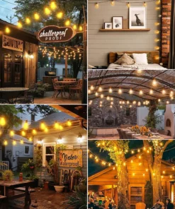 guirnalda de luces alimentada por energía solar st38 de 10m, 18m, 30m, bombilla de filamento led de 24v, guirnalda de adorno solar inastillable para decoración de jardín y fiestas en patio