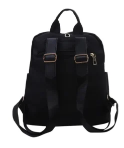 mochila simple de gran capacidad para mujer, bolso de viaje negro de pu, sólido, harajuku, escolar, unisex, high street