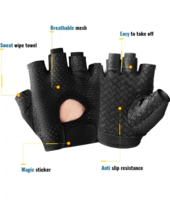 wrels guantes de fitness para gimnasio para mujer, guantes antideslizantes transpirables de medio dedo para bicicleta, ciclismo, levantamiento de pesas, yoga