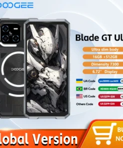 doogee blade gt ultra 5g teléfono resistente dimensión 7300 6,72 "16gb + 512gb efecto de luz led teléfono inteligente ultrafino