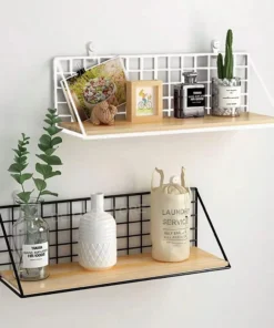 estantes montados en la pared sin perforación, estante colgante de madera para sala de estar, cesta de almacenamiento para dormitorio, decoración de pared, organizadores