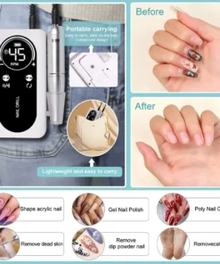 taladro de uñas portátil eléctrico profesional de 45000rpm, lima lijadora de uñas recargable de poco ruido para herramienta de salón de manicura