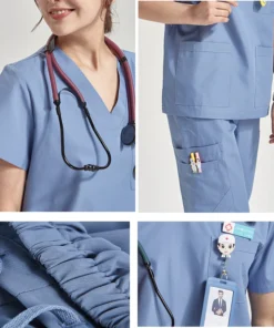 conjunto exfoliante ultraligero, uniforme de enfermera médica para mujeres y hombres, ropa de trabajo para médico de hospital, traje quirúrgico veterinario de tela de popelina 8020
