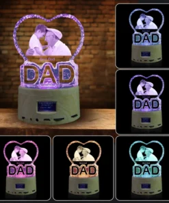 foto de cristal de amor personalizada con texto, luz nocturna, bluetooth, reproductor de música, boda, pareja, día de la madre, padre, regalo de navidad
