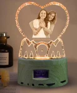 foto de cristal de amor personalizada con texto, luz nocturna, bluetooth, reproductor de música, boda, pareja, día de la madre, padre, regalo de navidad
