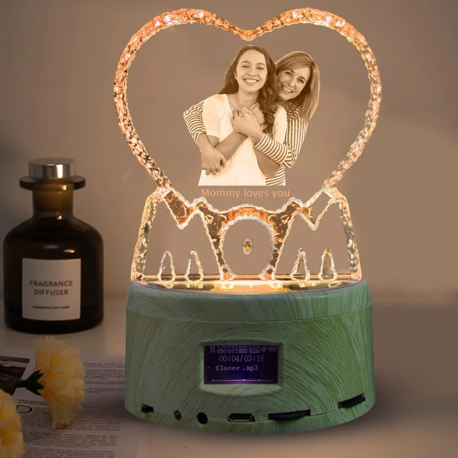 foto de cristal de amor personalizada con texto, luz nocturna, bluetooth, reproductor de música, boda, pareja, día de la madre, padre, regalo de navidad foto de cristal de amor personalizada con texto, luz nocturna, bluetooth, reproductor de música, boda, pareja, día de la madre, padre, regalo de navidad