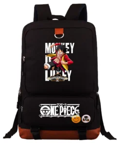 nueva mochila escolar con estampado de luffy de la bandera pirata de supernova de anime de una pieza, bolsa de viaje de gran capacidad para adolescentes, unisex
