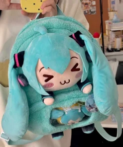 hatsune miku dulce y lindo creativo anime imagen bordado moda gran capacidad almacenamiento suave mochila de felpa niña juguete para regalo