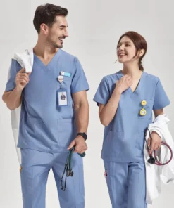 conjunto exfoliante ultraligero, uniforme de enfermera médica para mujeres y hombres, ropa de trabajo para médico de hospital, traje quirúrgico veterinario de tela de popelina 8020