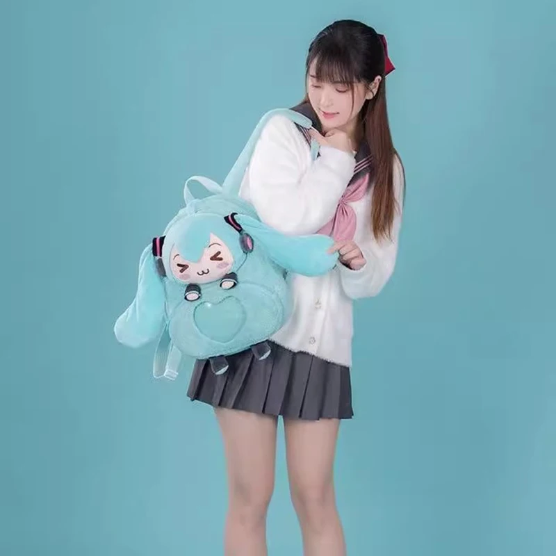 hatsune miku dulce y lindo creativo anime imagen bordado moda gran capacidad almacenamiento suave mochila de felpa niña juguete para regalo hatsune miku dulce y lindo creativo anime imagen bordado moda gran capacidad almacenamiento suave mochila de felpa niña juguete para regalo