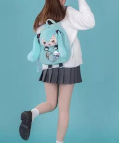 hatsune miku dulce y lindo creativo anime imagen bordado moda gran capacidad almacenamiento suave mochila de felpa niña juguete para regalo