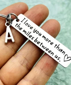 llavero de pareja, regalo de relación de larga distancia para novio, novia, te amo más que las millas entre nosotros para el marido