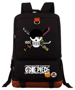 nueva mochila escolar con estampado de luffy de la bandera pirata de supernova de anime de una pieza, bolsa de viaje de gran capacidad para adolescentes, unisex