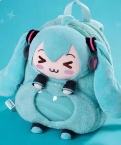 hatsune miku dulce y lindo creativo anime imagen bordado moda gran capacidad almacenamiento suave mochila de felpa niña juguete para regalo
