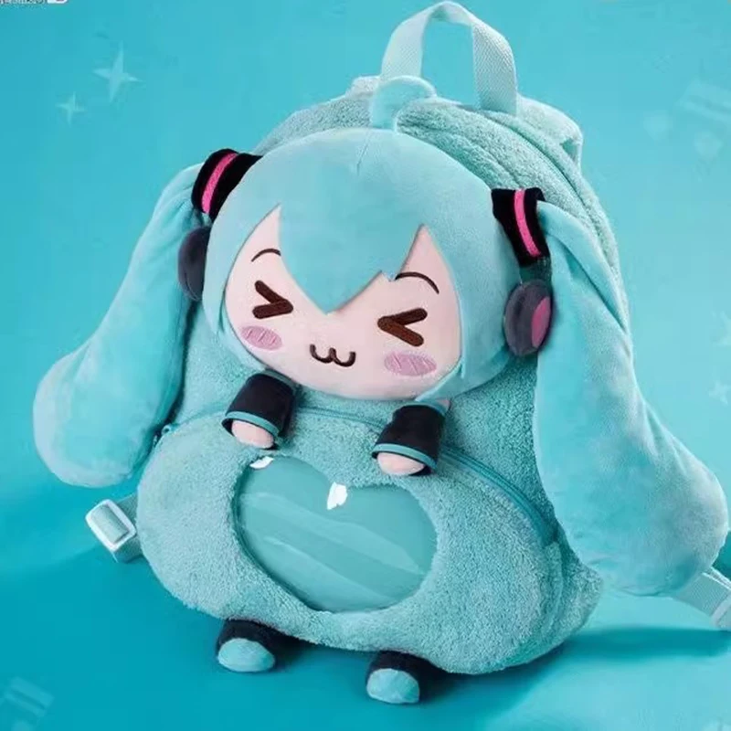 hatsune miku dulce y lindo creativo anime imagen bordado moda gran capacidad almacenamiento suave mochila de felpa niña juguete para regalo hatsune miku dulce y lindo creativo anime imagen bordado moda gran capacidad almacenamiento suave mochila de felpa niña juguete para regalo