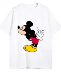 camiseta de algodón de mickey minnie para hombre y mujer, camisetas con cuello redondo de disney para parejas, ropa de moda para el día de san valentín, ropa de calle informal diaria